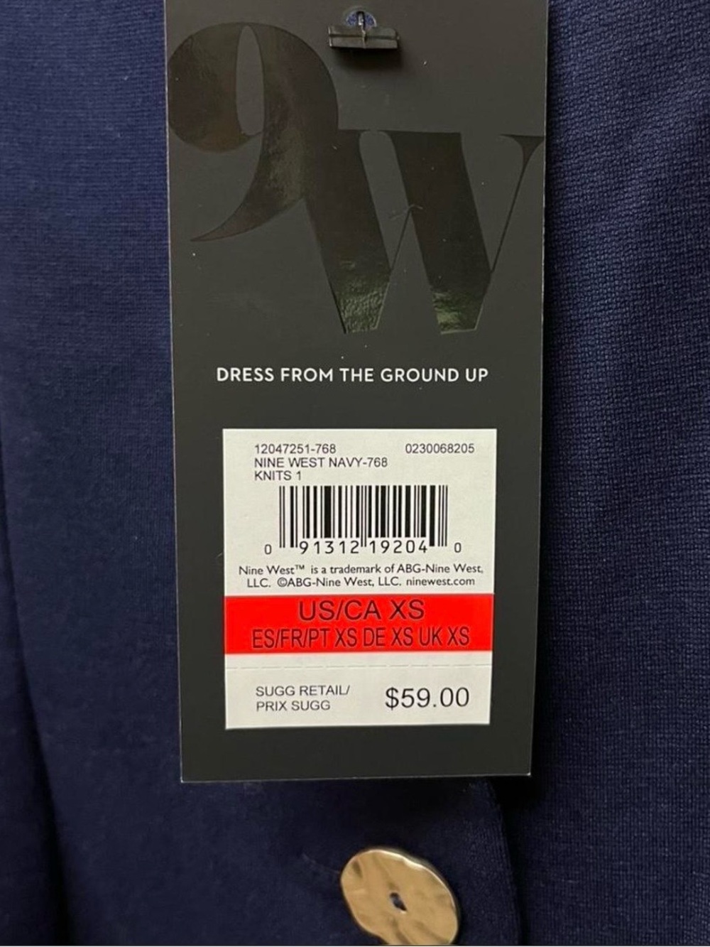 Nine West Navy Sleeveless Button-Front Tank